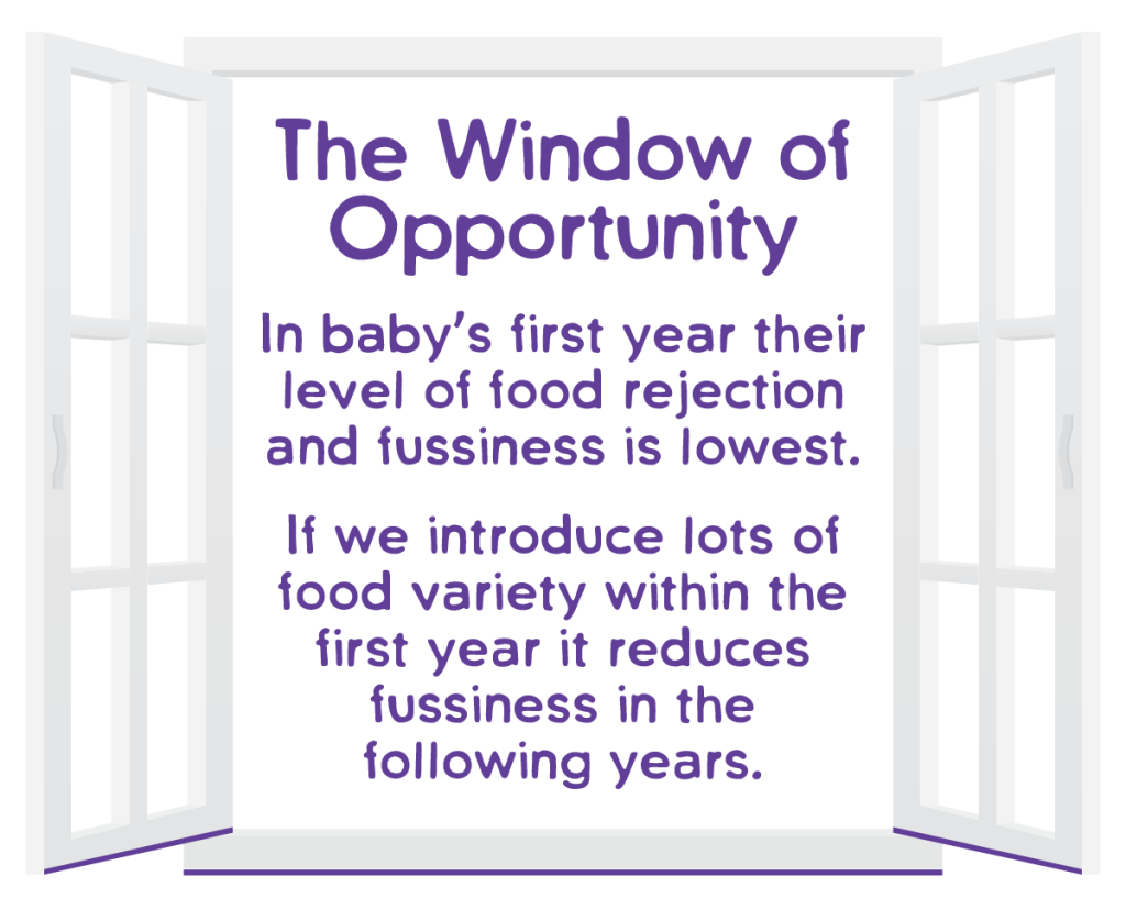 There is a window of opportunity in the first year of life to introduce foods and reduce future fussy eating.